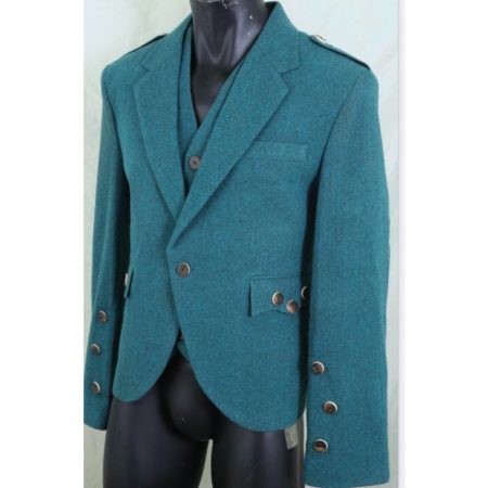 LOVET BLUE TWEED ARGYLE JACKET WITH VEST