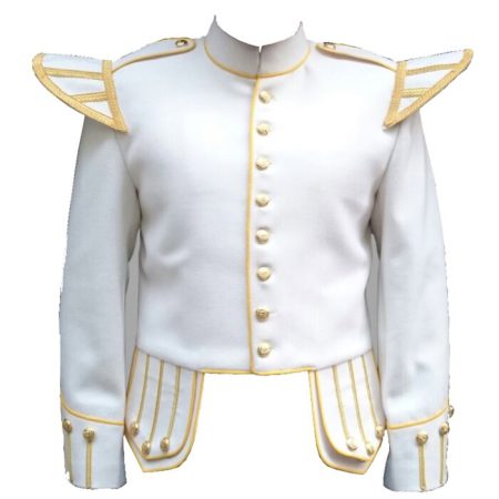 White Bag Pipe Doublet with Golden Trim