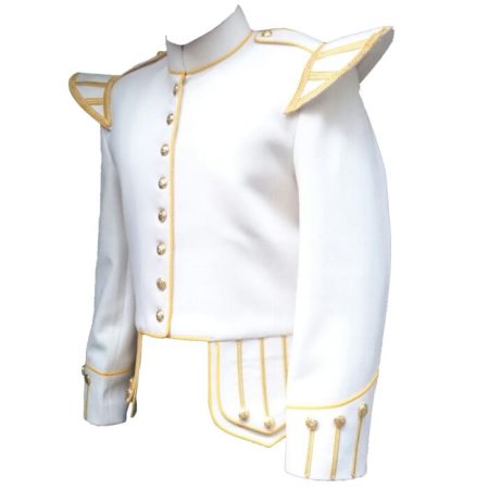 White Bag Pipe Doublet with Golden Trim