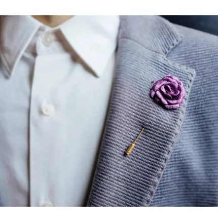 Men Purple Flower Lapel Pin For Wedding 1