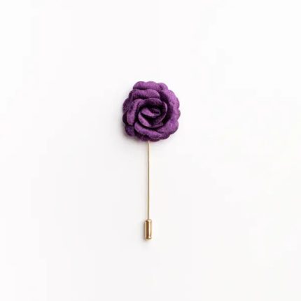 Men Purple Flower Lapel Pin For Wedding